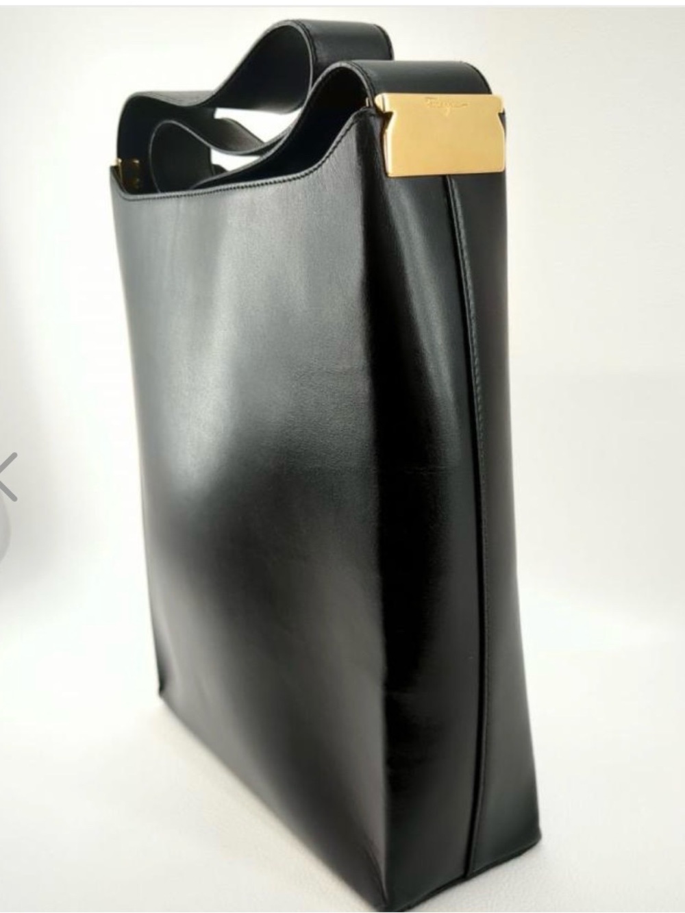 Salvatore Ferragamo Black Handbag with Gold Logo Stamp